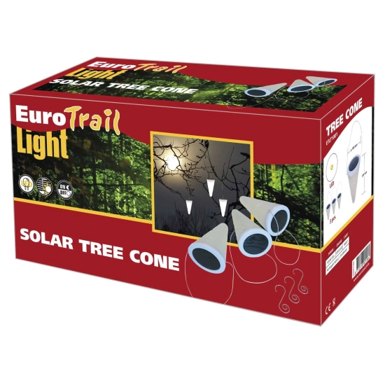 Euro Trail Tree Cone 3 White - Wiszące lampki solarne idealne na kemping do ogrodu